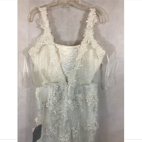 NEW! $748 Heartloom Andie Illusion‎ Side Lace Mermaid Gown Eggshell [ Small ] - Picture 8 of 11